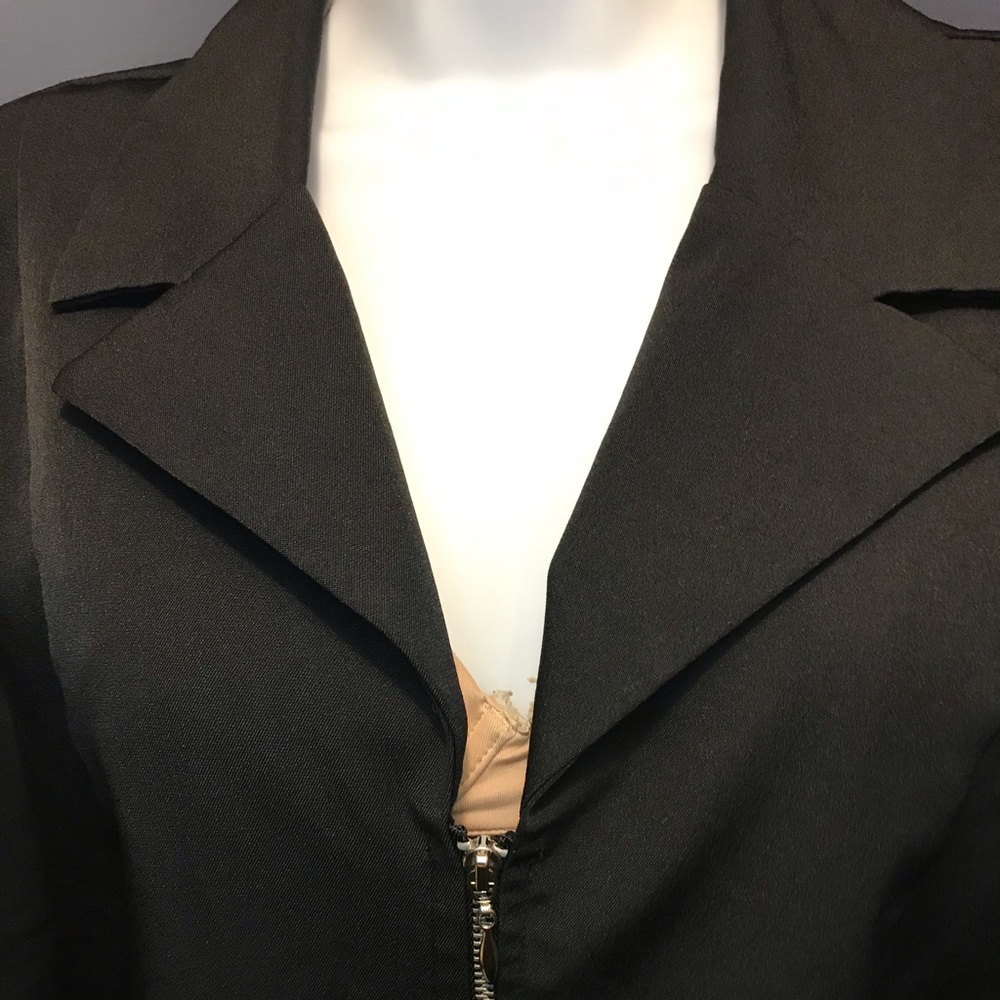 Vintage Fashion Bug Black Zip Front Longline Blazer Jacket Plus Size - Picture 4 of 7